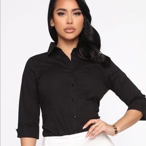 Fashion Nova Women’s The One And Only Button Down Shirt Black Size MD